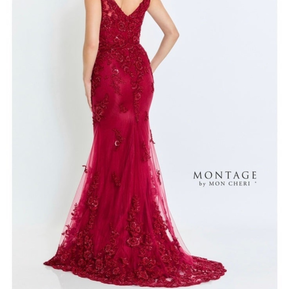 Montage by Mon Cheri M534 - Beaded Tulle Mother of the bride Navy Gown size 10 - Picture 3 of 14